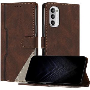 KAL-&Eacute;tui Pour Motorola Moto G62 5G, Housse En Cuir Pu Avec [Protection Antichoc Tpu] [Fonction Support] [Porte-Cartes ] Antichoc Magn&eacute;tique Coque Pour Moto G62 5G - Marron - Neuf