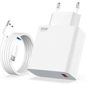 LORANKA-90W Turbo Chargeur Compatible avec POCO F7/X7/X6/M6/F5/X5/X4 Pro, F6 F5 F4, Xiaomi 15/14/13/12S/Mi11 Ultra, 11T 13T 12S 12X 12/13 Lite, Redmi Note 11/12T/12/13 Pro, avec USB C C&acirc;ble de Charge - Neuf