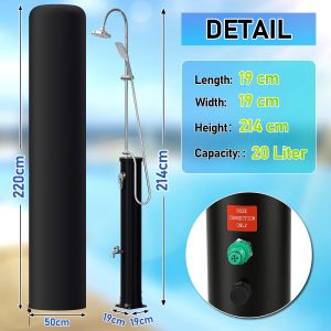 20L Douche solaire demi-hauteur avec robinet &iquest; Douche ext&eacute;rieure simple pour jardin - Neuf