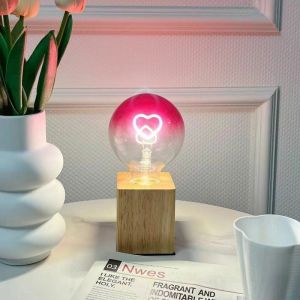 Ampoule Décorative Spéciale G125 À Filament Rose En Forme De C?ur, 2 W, Intensité Variable, 220-240 V, Culot En Noyer, E27 - Neuf