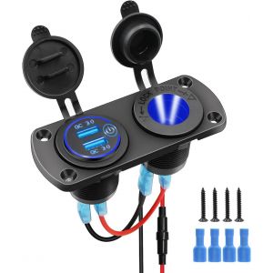 Allume Cigare Socket Prise Allume Cigare 12V Chargeur De Voiture Prise Usb Voiture Prise De Chargeur De Voiture Double Qc3.0 Usb Chargeur De Voiture,Pour Voiture Bateau Marine Moto Rv (Type A) - Neuf