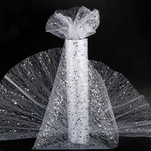 Kal-30cm X 10m Organza Tulle Rouleau Bobine Avec Paillettes Chemin De Table Non Tiss&eacute; Ruban Bricolage Organza Rouleau Pour F&ecirc;te De Mariage D&eacute;coration (Blanc) - Neuf