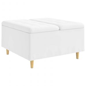 vidaXL Tabouret bouton avec coussin Blanc 80 x 80 x 45 cm Simili cuir - Neuf