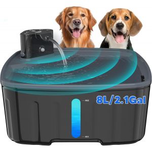 Fontaine A Eau Pour Chien Sans Fil, 8l Fontaine Chat/Grand Chien Avec D&eacute;tecteur De Mouvement, Fontaine Pour Chiens Avec Batterie 5000mah, Avec Pompe Silencieuse Et Filtre &Agrave; Charbon Actif - Neuf