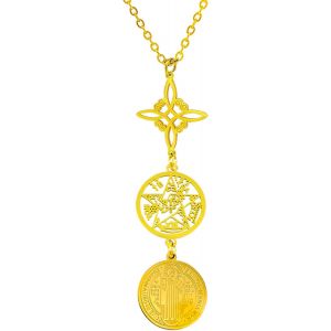 Kalanka-Collier Pour Femme Avec Pendentif Long Symboles Spirituels, N?Ud De Sorcière, Tétragramme, 7 Chakras, Yoga, Reiki, Méditation, Amulette - Neuf