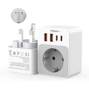 ERYI-Adaptateur Prise Anglaise Pliable Avec 2 Usb C Et 2 Usb A, Charge Rapide 20W, Pour Irlande Uk Dubai Écosse, Seychelles, Malte, Kenya, Type G - Neuf