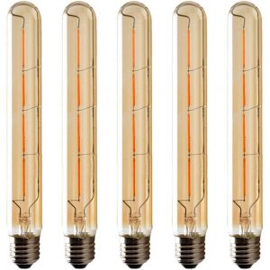 Lot De 5 Ampoules T30 Long Tube, Filament Led Edison, 4w, Équivalent Incandescence 40w, Culot E27, Blanc Chaud 2200k, 400lm, Verre Ambré Pour Décorative Ampoule, Ac 220-240v, Non D[Amp745668] - Neuf