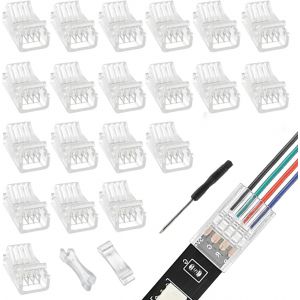 Eryi-4 Pin 10 Mm Led Light Band Connecteur Light Band To Line Connecteur Rapide Rgb Light Adaptateur Clair Connecteur D'éclairage De Voie Sans Jeu Pour 5050 Led Rgb Light Band (20pcs) - Neuf