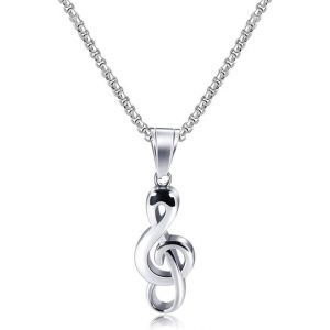 Kal-Musique Notes Collier Rock Musique Symbole Collier Punk V&eacute;lo Hip Hop Pendentif Hommes Femmes Collier &iquest; Argent - Neuf