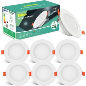 Subzonal-Led Spot Encastré Extra Plat 6w, 600lm Blanc Froid Plafonnier Rond Spot De Plafond Angle 120° Equivalent 60w Halogène, 6000k 230v Éclairage Plafond Encastré Pour Salle De Cuisine (Lot De 6) - Neuf
