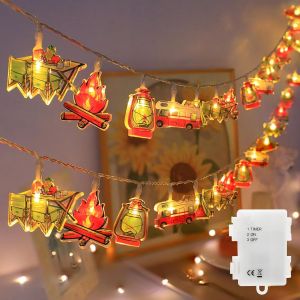 Tianyi-Guirlande Lumineuse &Agrave; Piles De Campin, 2,5 M 20leds Blanc Chaud Avec Minuterie Led &Eacute;tanche Pour Int&eacute;rieur, Ext&eacute;rieur, Camping-Car, Tente, Camping Pique-Nique - Neuf