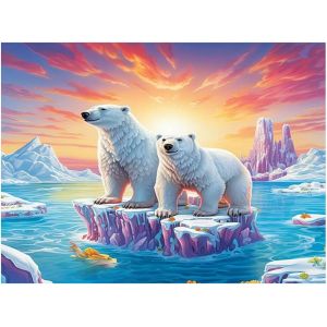 Oayew-Diamant Peinture Ours Polaire 50x40cm Diy 5d Diamant Painting Ours Polaire 5d Diamond Painting Ours Polaire Cristal Strass Broderie Point De Croix Arts Artisanat Peinture Par Num&eacute;ros Animaux - Neuf