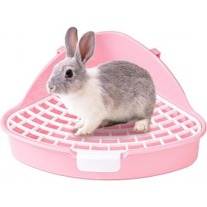 Kalanka-Toilettes Pour Animaux, Bac &Agrave; Liti&egrave;re Pour Lapin Triangle Fixe Cage &Agrave; Lapin Bac &Agrave; Liti&egrave;re Pour Chat Bac &Agrave; Sable Pour Hamster Bac &Agrave; Sable De Salle De Bain D'angle Pour Chinchillas - Neuf