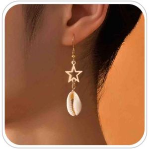Boucles D'oreilles Boho En Forme De Cauris Boucles D'oreilles Étoile Creuse Boucles D'oreilles Cauris Boucles D'oreilles Perle Boucles D'oreilles Coquillage Boucles D'oreilles Coquillage - Neuf