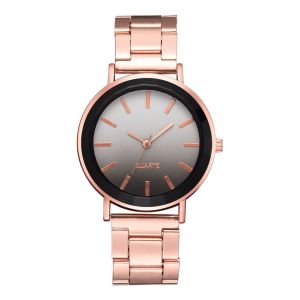 Montre A Quartz Tendance Avec Bracelet En Alliage D'acier Et Cadran Degrade De Couleurs Pour Femme (Noir) - Neuf