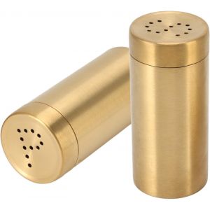 Tianyi-Sale-Shakers En Acier Inoxydable Sel Poivre Vis Haut Ouvert Assaisonnement Bouteille Shaker Or Épice Distributeur D'épices Ustensile De Cuisine Fournitures De Cuisine 2 Pièces - Neuf
