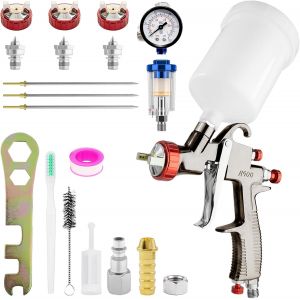 JEXNOVASHOP-R500 LVLP Pistolet pulv&eacute;risateur &agrave; air comprim&eacute; avec 3 buses de 1,3/1,5/1,7 mm, pistolet &agrave; peinture pour voiture et maison, bricolage, avec accessoires de pulv&eacute;risation de peinture, facil - Neuf