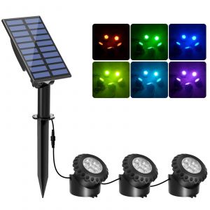 Lampes Solaires De Bassin Led Submersible Solaire 2 Modes Lumière Submersible Réglable,6 Couleurs, Étanchéité Ip68,Marche/Arrêt Automatique, Lampes Solaires Pour Étang,Jardin¿3 En 1¿ - Neuf