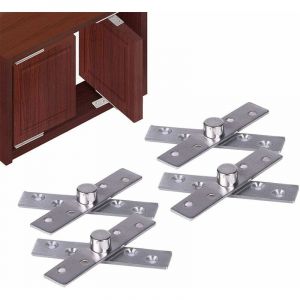 Charnières pivotantes en acier inoxydable, rotation invisible à 360 degrés, charnières de porte supérieures et inférieures, pour porte de fenêtre d'armoire, 4 pièces - Neuf