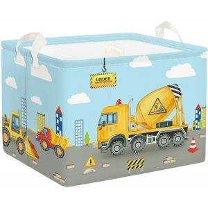 Grand Paniers à Linge Véhicule Chantier pour Garçon Repliable Panier Rangement Jouets Vêtements pour Salle de Bain Chambre à Coucher, Camion-citerne, 36L - Neuf