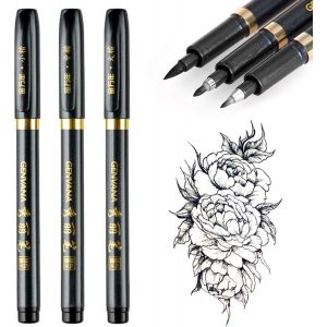3 Pcs Calligraphie Stylo,Stylo &Agrave; Encre Pinceau Shodo Chinois Calligraphie Chinoise,Stylos Pinceau Calligraphie,&Eacute;criture Dessin Artisanat - Neuf