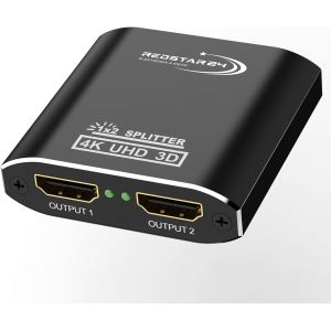 Hdmi Splitter 4K@60Hz, 1 Entr&eacute;e 2 Sorties Hdmi, R&eacute;partiteur Hdmi 1 In 2 Out, Prend En Charge Hdcp, 4K, 3D, Uhd, 1080P - Compatible Avec Xbox, Ps4, Roku, Firestick, Hdtv Et Apple Tv - Neuf