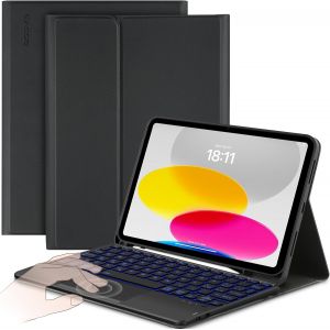 Étui De Clavier Compatible Avec Ipad 10 Génération - Clavier Compatible Avec Ipad 10 10,9"" 2022 A2757/A2777 Avec Pavé Tactile - Éclairage 7 Couleurs - Clavier Italien Sans Fil Amovible - Noir - Neuf