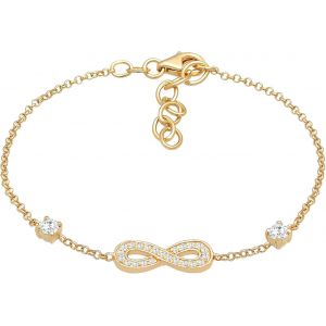 Bracelet Pour Femme En Argent Sterling 925 Plaqué Or Avec Symbole Infini (16 Mm) Et Zircons Brillants, Bracelet Avec Symbole Infini En Argent Sterling 925 Plaqué Or - Neuf