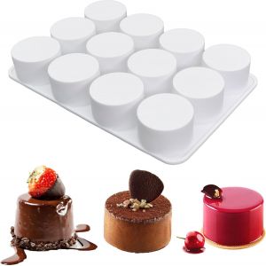 Kal-Moules Cylindriques En Silicone Moule Forme Cylindre Moule À Chocolat À Cylindre Silicone Pour Brownies Cheesecakes Couverture De Chocolat Mousse Cupcakes Muffins Gâteaux (12 Cavités 4.5cm) - Neuf