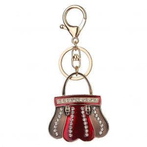 Luxueux Strass Porte-Cl&eacute;s Porte-Cl&eacute;s Anneau Mode Porte-Cl&eacute;s Porte-Cl&eacute;s Sac D&eacute;coration (Rouge Fonc&eacute;) - Neuf