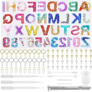 Moule Lettre Resine Epoxy Bijoux Moule Silicone Resine Moule Alphabet Lettre Moules En R&eacute;sine Resine Kit De Fabrication De Bijoux Avec Outils, Pour Bricolage Bijoux, Porte-Cl&eacute;s, Gland Pendentif - Neuf