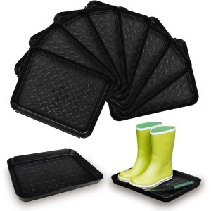 Kgabery-Lot De 8 Bacs D'égouttement À Chaussures-En Plastique-Avec Bord Surélevé-Pour Couloir,Armoire,Jardin (35x27x3 Cm) - Neuf