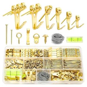 372PCS Crochets pour murs durs,Kit de suspension de tableaux pour la fixation de cadres photo,Ensemble de cintres avec crochets, - Neuf