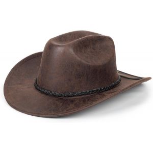 Cauc-Chapeau De Cowboy Occidental Pour Homme Et Femme En Cuir Synth&eacute;tique Classique Enroulable Chapeau Fedora Outback Tourist Knight Hat - Neuf