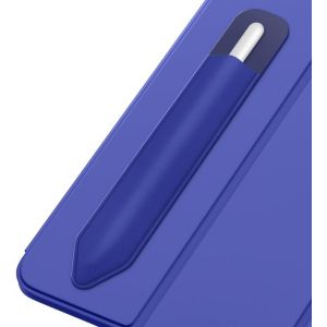 Porte-Crayon Autocollant pour Apple Pencil Pro, Apple Pencil (USB-C), Apple Pencil 1&egrave;re/2&egrave;me G&eacute;n&eacute;ration, &Eacute;tui &agrave; Crayons &Eacute;lastiques Pochette Adh&eacute;sive Attach&eacute;e &agrave; l'&Eacute;tui pour Stylet, Marine Bleu - Neuf