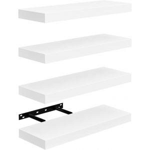 CAUC-&Eacute;tag&egrave;res Murales, 40 cm &eacute;tag&egrave;res Murales en Bois de Paulownia, Ensemble de 4 &eacute;tag&egrave;res pour Salle de Bain, Chambre, Bureau, Salon, Cuisine, etc. - Neuf