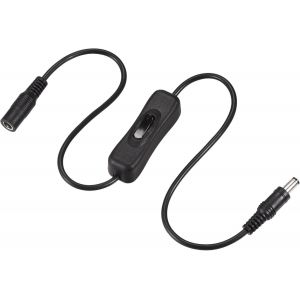 Lot De 2 Câbles Cc Avec Interrupteur Marche/Arrêt, 5,5 Mm X 2,5 Mm Cc Mâle Vers Femelle Rallonge De 50 Cm, Noir, Pour Lampe De Bureau Led Bande - Neuf