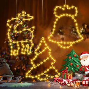 JGD-Guirlande Lumineuse de No&euml;l Fen&ecirc;tre,Lot de 3 LED Rideau Lumineux 8 Modes Guirlande Rideau Lumi&egrave;res D&eacute;coration de No&euml;l Int&eacute;rieure et Ext&eacute;rieure Pour Fen&ecirc;tre, Balcon, F&ecirc;te - Neuf