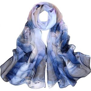 Femmes Foulard Léger Imprimé Floral Polyester Soie Écharpe Châle Longue Étole Confortable Pour Garder Au Chaud Et Les Protéger Du Soleil - Neuf