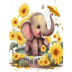 Oayew-Diamond Painting Kit Complet, 5d Diy Diamond Painting Animaux, Peinture Diamant Artisanat Strass Painting Pour D&eacute;coration Murale Maison, Kit Broderie Diamant 30x40cm &Eacute;l&eacute;phant - Neuf