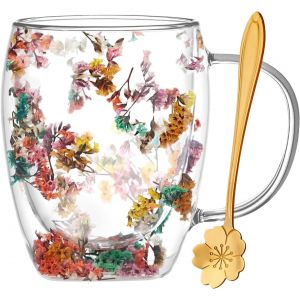 Eryi-Cadeaux Pour Femme - Tasse À Café En Verre À Double Paroi Avec Poignées - Tasse À Thé En Verre Avec Poignées - Cadeau D'automne, Cadeau De Noël, D'anniversaire, Pour Meilleures Amies, Enseignant - Neuf