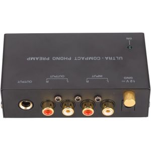 Préampli Phono Pp400 Pour Platine Vinyle, Préamplificateur Phonographe Audio Compact, Mini Préampli Avec Bouton De Contrôle Indépendant, Adaptateur D'Alimentation Cc 12 V, Sortie (Prise Ue) - Neuf