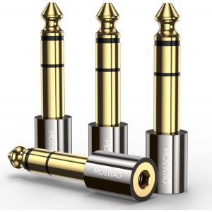 KALANKA-Adaptateur Jack 6.35mm M&acirc;le vers 3.5mm Femelle St&eacute;r&eacute;o, 3.5mm to 6.35 mm Plaqu&eacute; Or Adapter pour Cordon de Guitare, T&eacute;l&eacute;phone Mobile, Ordinateur de Bureau, Ordinateur Portable (4 Pack) - Neuf