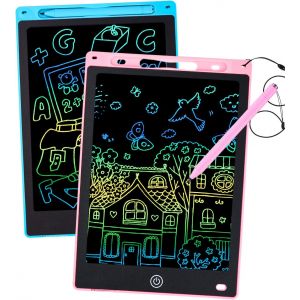 ERYI-2 Pack Tablette Dessin Enfants, 12 Pouces Tablette Dessin Lcd Magique,Doodle Pad Avec Bouton D'Effacement, Jouets Pour Filles Garçons Bleu+Rose - Neuf