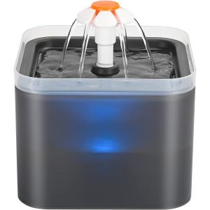 Fontaine &Agrave; Eau Pour Chat, Ultra Silencieuse, 2 L, Avec &Eacute;clairage Led, Filtration Multiple, Eau Du Robinet, Trois Modes De D&eacute;bit, Gris - Neuf