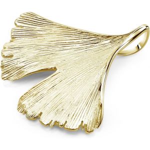 Pendentif Feuille De Ginkgo Pour Femme En Argent 925 Plaqu&eacute; Or #Ka-277-Gold_Ohne_Kette - Neuf