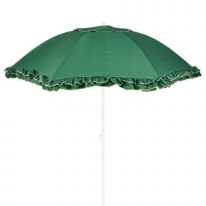 Mica Decorations Parasol Inclinable Avec Volants - Protection Solaire 238 X &Oslash;195 Cm - Parasol Plage Jardin Ou Balcon - Polyester, Acier - Vert - Neuf