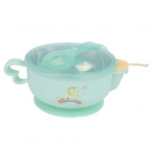 Bol Pour Bebe Avec Base A Ventouse, En Acier Inoxydable, Conservation De La Chaleur, Vert - Neuf