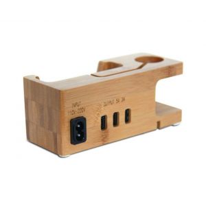 Station De Charge Bamboo Pour T&eacute;l&eacute;phone Et Apple Watch - Neuf