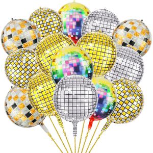 CAUC-15 PCS Disco Ballons, Ballons Disco en Aluminium, 22Inch ballons Aluminium 4D, disco Ballon multicolore, D&eacute;coration de F&ecirc;te disco pour D&eacute;corations de F&ecirc;te des Ann&eacute;es 60,70, 80 et 90 - Neuf